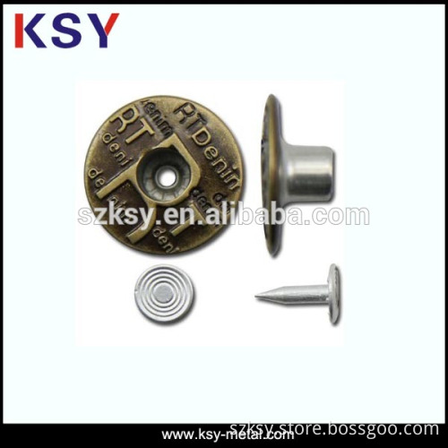 Top quality anti-copper metal shank buttons for jeans